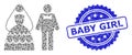 Scratched Baby Girl Watermark and Fractal Wedding Couple Icon Composition