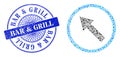 Scratched Bar and Grill Seal and Triangle Up-Left Rounded Arrow Mosaic