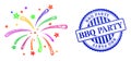 Scratched BBQ Party Badge and Hatched Fireworks Web Mesh Royalty Free Stock Photo