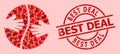 Scratched Best Deal Badge and Red Valentine Cooperation Hands Collage