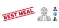 Scratched Best Meal Line Seal with Collage Engineer Icon