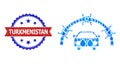 Scratched Bicolor Turkmenistan Seal and Collage Car Jail of Blue Liquid Drops