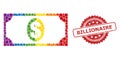 Scratched Billionaire Stamp Seal and Spectrum Usd Banknote Collage