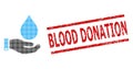 Scratched Blood Donation Stamp and Halftone Dotted Water Service