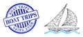 Scratched Boat Trips Badge and Net Sailing Web Mesh