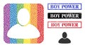 Scratched Boy Power Stamp and Dot Mosaic Guy Carved Icon for LGBT