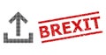 Scratched Brexit Seal and Halftone Dotted Upload