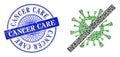 Scratched Cancer Care Seal and Triangle No SARS Virus Mosaic