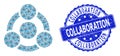 Scratched Collaboration Round Stamp and Recursive Collaboration Icon Mosaic