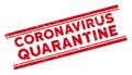 Scratched Coronavirus Quarantine Watermark with Caption and Double Lines