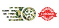 Scratched Cotonou Stamp and Tire Wheel Polygonal Mocaic Military Camouflage Icon