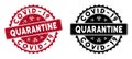 Scratched Covid-19 Quarantine Round Red Stamp
