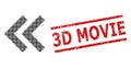 Scratched 3D Movie Seal Stamp and Halftone Dotted Shift Left