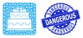 Scratched Dangerous Round Seal Stamp and Recursion Marriage Cake Icon Collage