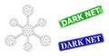 Scratched Dark Net Stamp Imitations and Triangular Mesh Linked Hub Icon