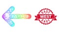 Scratched East West Seal and Bright Linear Left Arrow