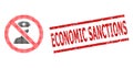 Scratched Economic Sanctions Seal and Halftone Dotted Stop Policeman Royalty Free Stock Photo