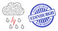 Scratched Edinburgh Badge and Hatched Thunderstorm Weather Mesh