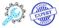 Scratched Expert Badge and Covid Repair Service Mosaic Icon