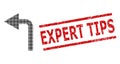 Scratched Expert Tips Seal and Halftone Dotted Turn Left