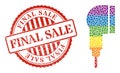 Scratched Final Sale Stamp Seal and Rainbow Small Earphone Composition Icon of Circles