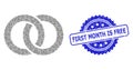 Scratched First Month Is Free Seal Stamp and Recursive Wedding Rings Icon Collage