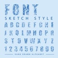 Scratched font Style alphabet, Vector illustration
