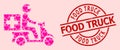 Scratched Food Truck Badge and Pink Valentine Medical Motorbike Mosaic