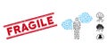 Scratched Fragile Line Seal and Collage Cloud Startupper Person Icon