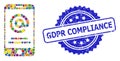 Scratched Gdpr Compliance Seal and Bright Colored Mosaic Smartphone Address Info