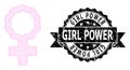 Scratched Girl Power Ribbon Seal and Mesh Carcass Female Cell Symbol