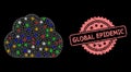 Scratched Global Epidemic Stamp and Mesh Cloud with Lightspots