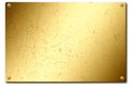 Scratched gold metal plate isolated on white background Royalty Free Stock Photo