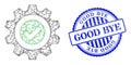 Scratched Good Bye Stamp Seal and Net True Gear Mesh Royalty Free Stock Photo