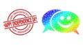 Scratched Happy Independence Day Stamp and Lowpoly Spectral Colored Happy Chat Icon with Gradient