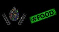 Scratched hashtag Food Badge with Network Barley and Hop Constellation Icon with Colored Lightspots