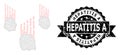 Scratched Hepatitis A Ribbon Stamp and Mesh 2D Falling Rocks