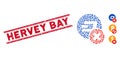Scratched Hervey Bay Line Stamp with Collage Wrong Dashcoin Icon