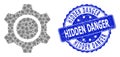 Scratched Hidden Danger Round Seal Stamp and Recursive Gear Icon Mosaic