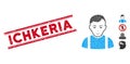 Scratched Ichkeria Line Stamp with Mosaic Guy Icon Royalty Free Stock Photo