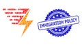 Scratched Immigration Policy Seal and Square Dot Collage Electric Power