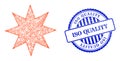 Scratched ISO Quality Stamp Seal and Hatched Eight Pointed Star Mesh Royalty Free Stock Photo