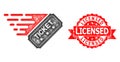 Scratched Licensed Stamp Seal and Linear Ticket Icon