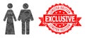 Scratched Limited Edition Exclusive Seal and Married Groom and Bribe Lowpoly Mocaic Icon Royalty Free Stock Photo