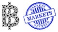 Scratched Markets Stamp and Pandemic Bitcoin Currency Mosaic Icon