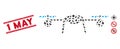 Scratched 1 May Line Stamp and Collage Airdrone Icon Royalty Free Stock Photo
