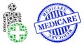 Scratched Medicare Stamp Seal and Covid-2019 Add Man Figure Mosaic Icon
