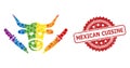 Scratched Mexican Cuisine Stamp and Rainbow Cow Butchery Mosaic