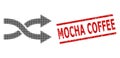 Scratched Mocha Coffee Seal Stamp and Halftone Dotted Shuffle Arrows Right