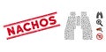 Scratched Nachos Line Stamp with Mosaic Find Binoculars Icon